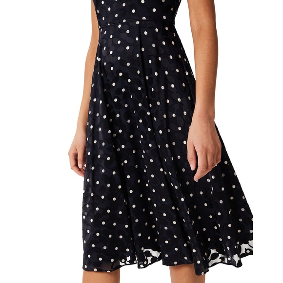 NWT Hobbs Adeline Spot Fit And Flare Dress Size 12 - Picture 4 of 16
